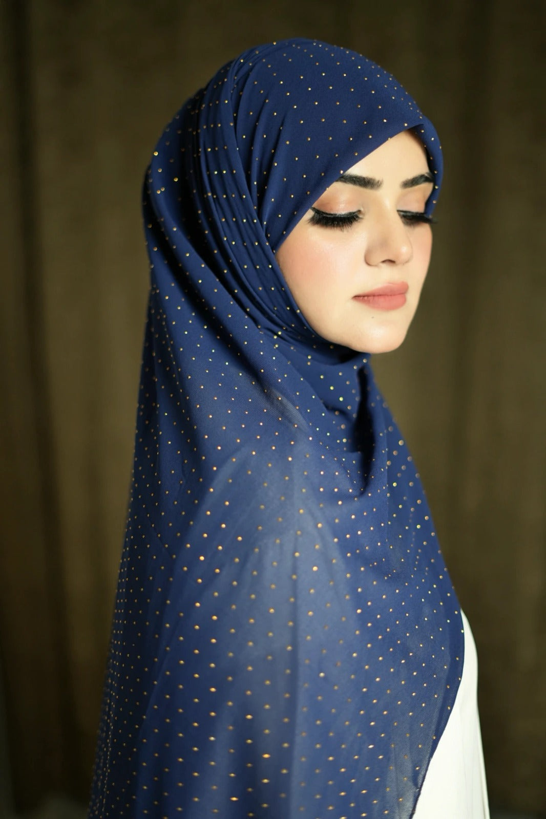 Navy Blue Golden | Stone Hijab