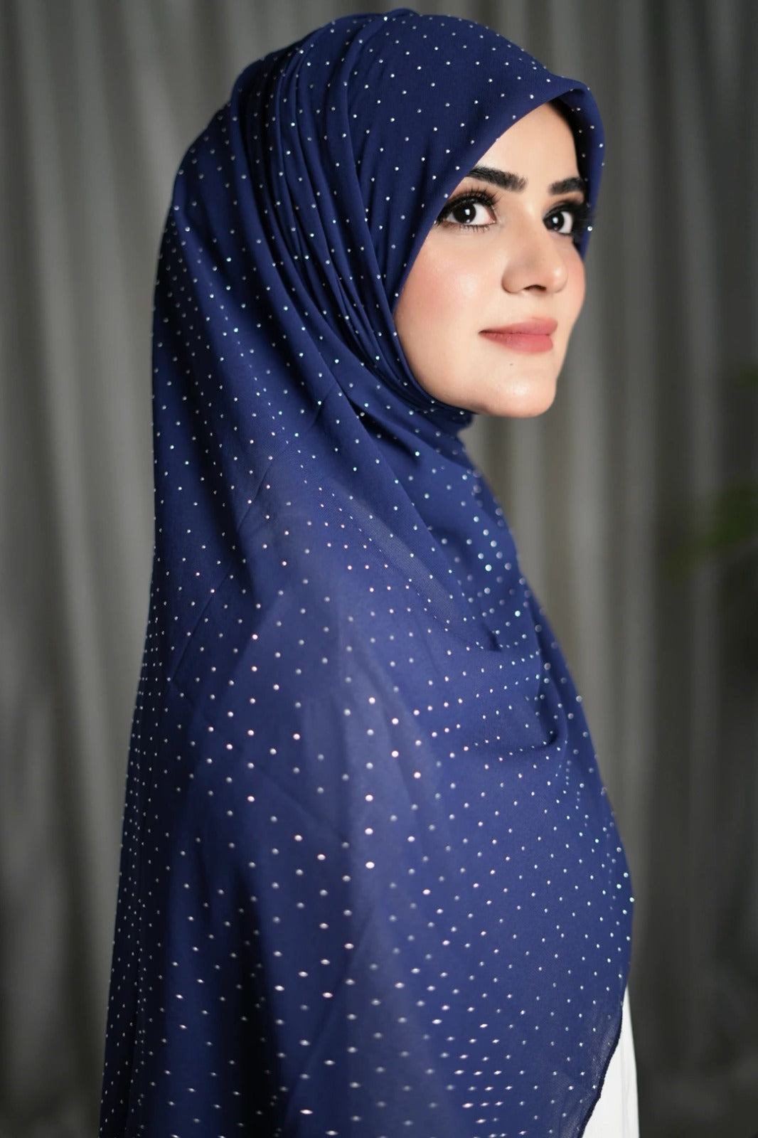 Navy Blue White | Stone Hijab