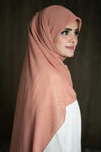 Pastel Peach Silver | Stone Hijab